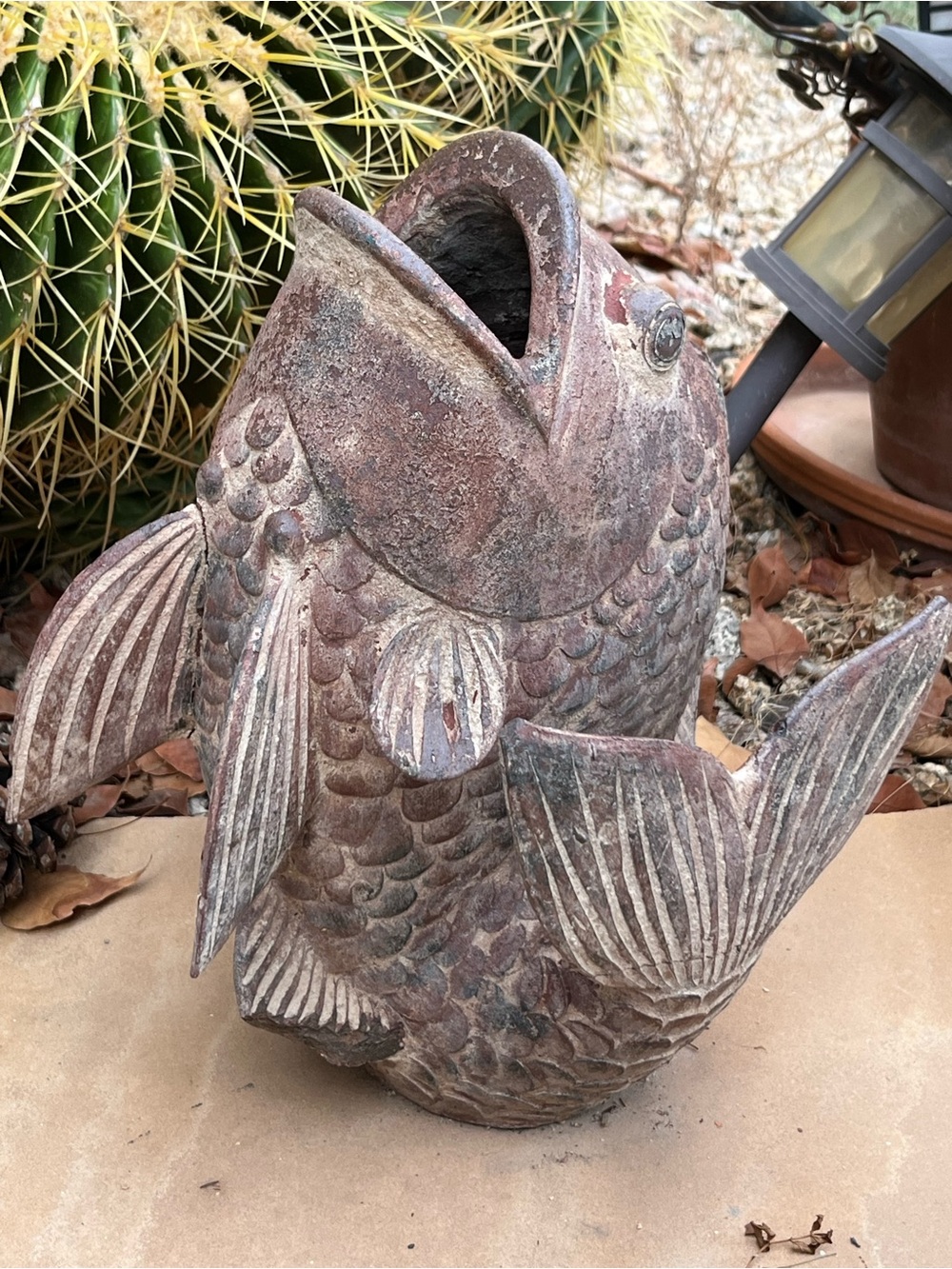 Decorative Rustic Fish Planter - Brown